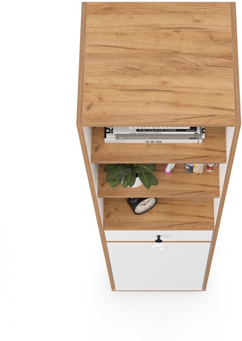 Вуди 13.146 Стеллаж, белый премиум/дуб крафт золотой