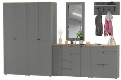 Остин Прихожая 60, цвет серый графит/дуб крафт золотой, ШхГхВ 360х54,3х229,6 см., универсальная сборка