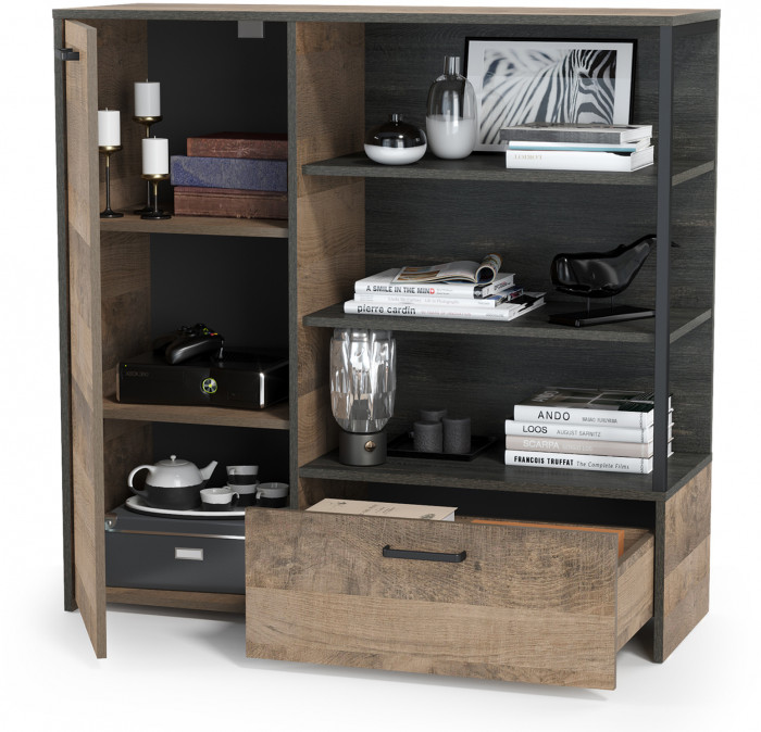 Трувор 13.307.01 N Комод, цвет дуб гранж песочный/интра, ШхГхВ 109х36,9х106,9 см., универсальная сборка