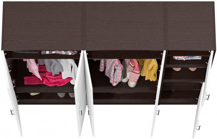 Шкаф С-МД-СК9Ш+Пенал С-МД-СК9П+Шкаф С-МД-СК9Ш, цвет венге/белый шагрень, ШхГхВ 183х45х160 см., универсальная сборка