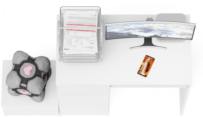 Мори Стол компьютерный МС-1 левый + Тумба ТМП400.1, цвет белый, ШхГхВ 130,4х50х76,6 см., выдвижной ящик слева, НЕ универсальная сборка