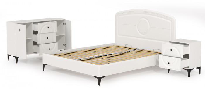 Валенсия Спальня № 03, ЛДСП белый шагрень/МДФ белый шагрень