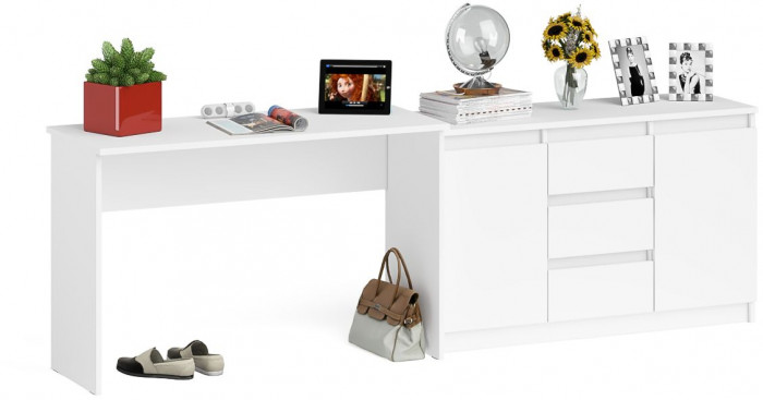 Мори письменный стол МСП1200.1 + Комод МК1200.3, белый