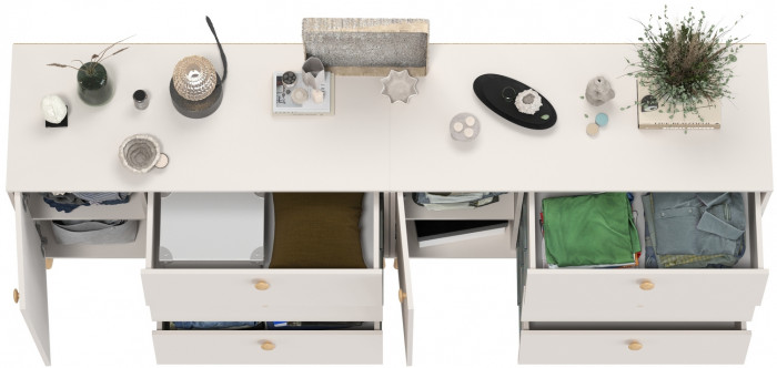 Афина Спальня Комод с дверкой и тремя ящиками х 2, кашемир серый