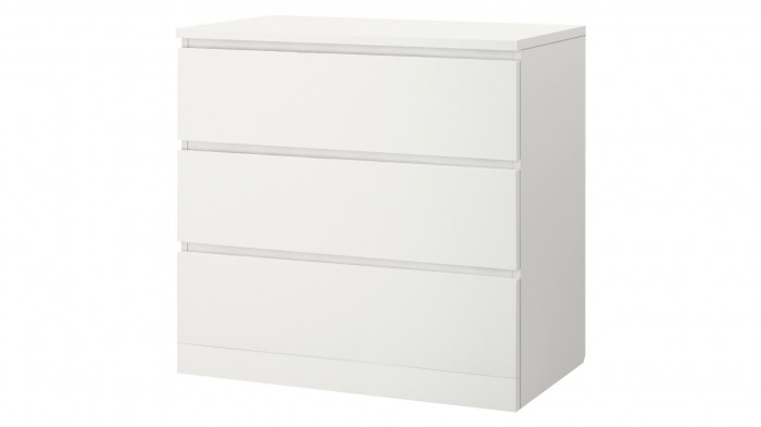 Комод MALM IKEA Белый снег 8685 BS (3 ящика) 80*48*78 см, Белый   Фиеста
