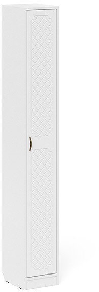 Прихожая П-6-350 Пенал, цвет белая шагрень/фасады МДФ белое дерево фрезеровка ромб, ШхГхВ 30х35х210 см., универсальная сборка