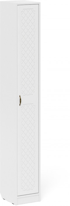 Прихожая П-6-350 Пенал, цвет белая шагрень/фасады МДФ белое дерево фрезеровка ромб, ШхГхВ 30х35х210 см., универсальная сборка