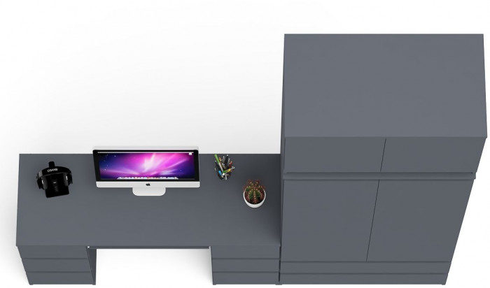 Мори Стол компьютерный МС-2 + Шкаф МШ900.1 + Антресоль МА900.1, цвет графит, ШхГхВ 225,8х50,4х234,2 см., универсальная сборка