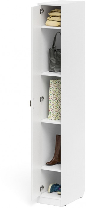 Прихожая П-6-500 Пенал, белая шагрень/фасады МДФ белое дерево фрезеровка ромб