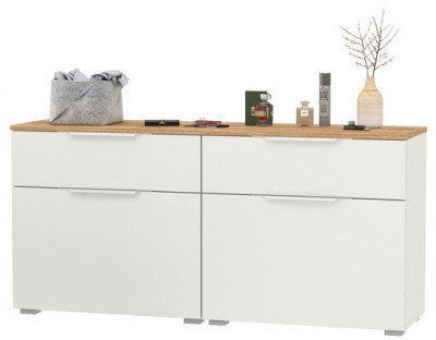 Октава 16.127 Тумба для обуви + 16.127 Тумба для обуви, цвет белый шагрень/дуб крафт золотой/фасады МДФ белый шагрень, ШхГхВ 129,8х35,4х62,2 см.