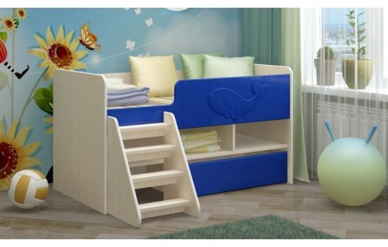 Детская кровать Юниор-3 МДФ, тёмно-синий, 70х140