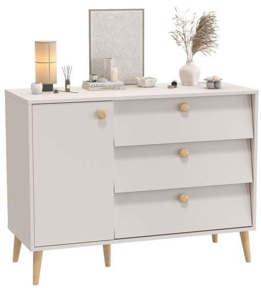 Афина Спальня 4-44901М1к.с. Комод с дверкой и тремя ящиками, кашемир серый