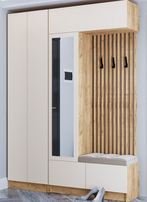 Прихожая Руэлла Шкаф платяной дуб крафт золотой/кашемир