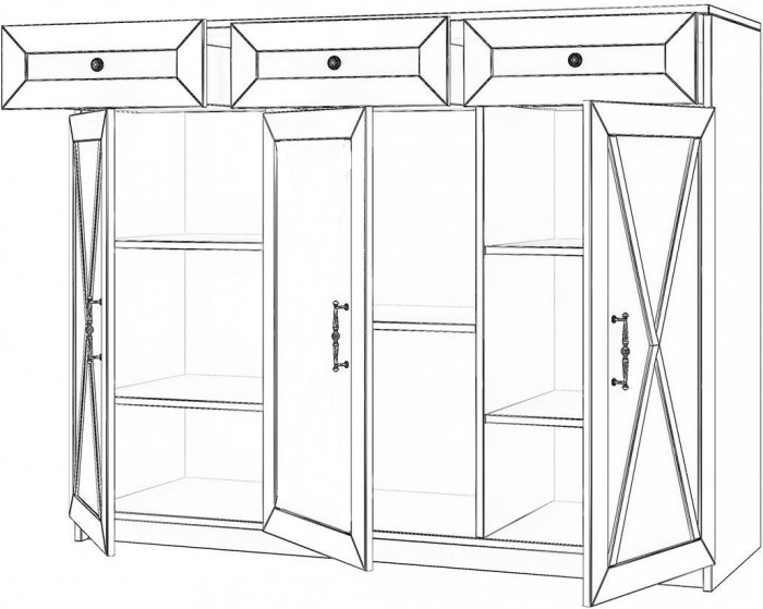 Бэль Комод широкий со стеклом Слоновая кость
