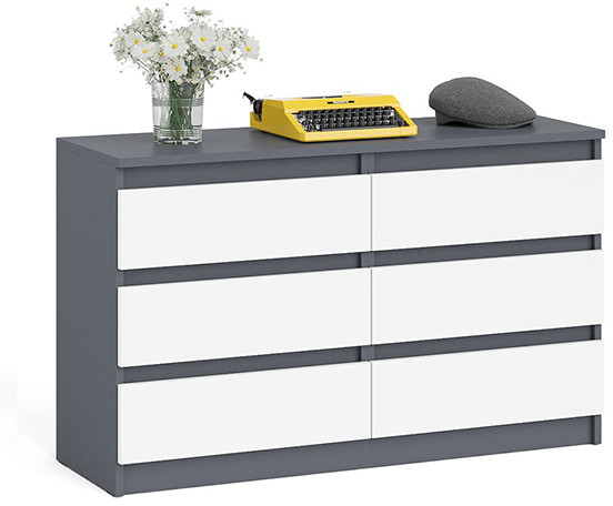 Мори Комод МК1200.6, цвет графит/белый, ШхГхВ 120,4х41х73 см.