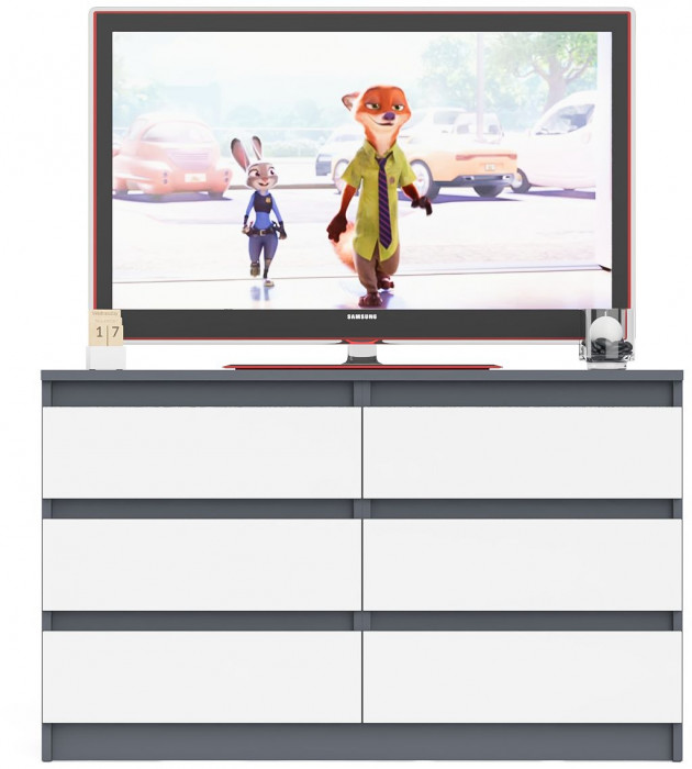 Мори Комод МК1200.6, цвет графит/белый, ШхГхВ 120,4х41х73 см.