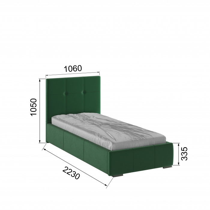 Рио Кровать интерьерная 900 изумруд квадрат, ПМ