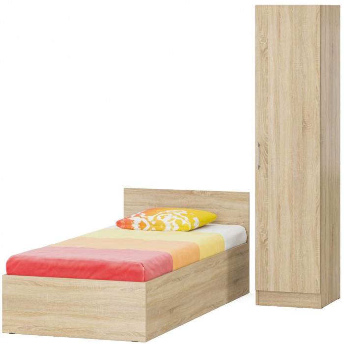 Кровать 0900 + Пенал Стандарт, дуб сонома
