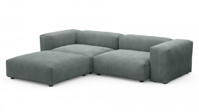 Диван с оттоманкой Фиджи Cilium Steel 273*221*62 см, Серый Вельвет Нераскладной Фиеста