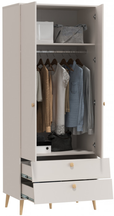 Афина Спальня 4-75901М1к.с. Шкаф 2-х дверный с двумя ящиками, кашемир серый