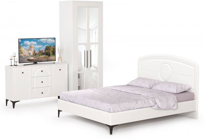Валенсия Спальня № 17, ЛДСП белый шагрень/МДФ белый шагрень
