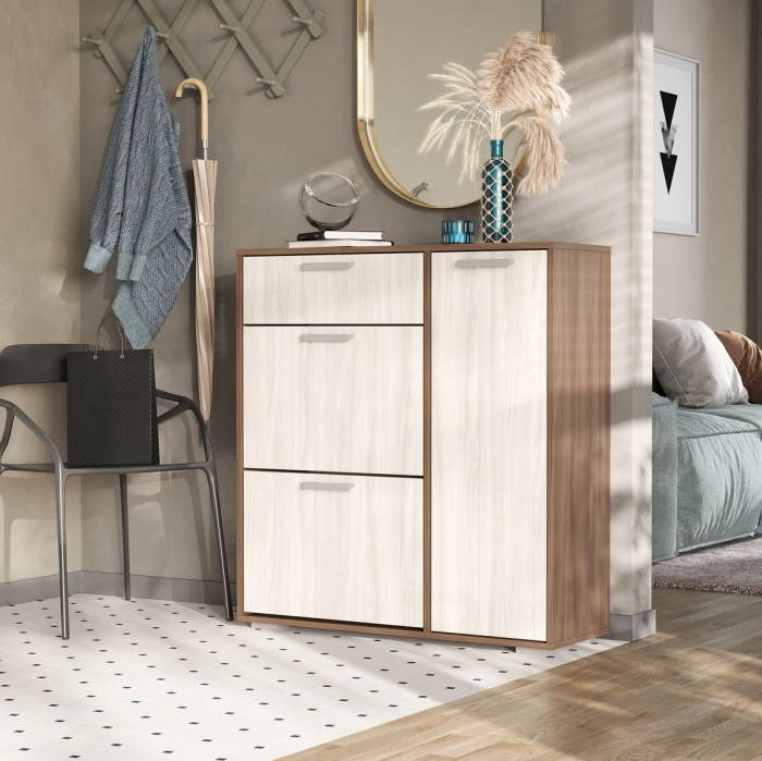 ДЕЛИ обувница №4 (960х1020х330) ясень шимо темный/ясень шимо светлый