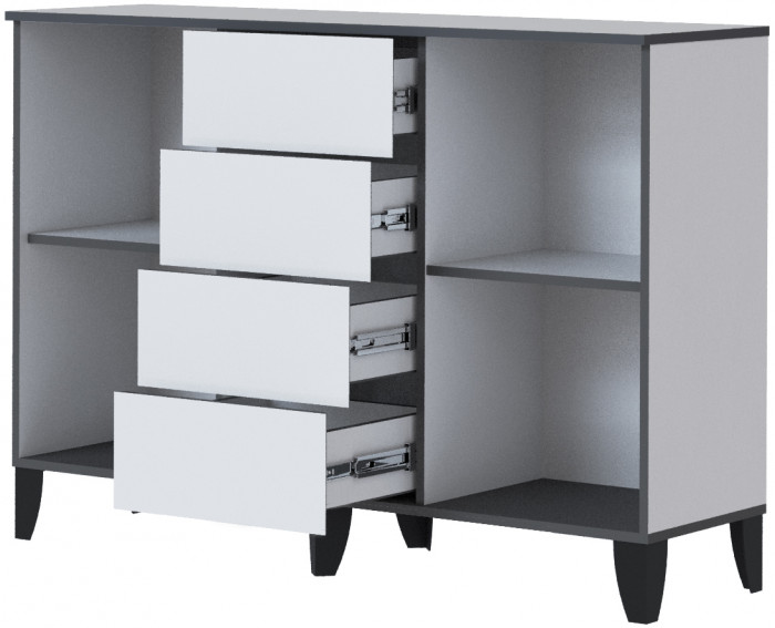 Амара Комод белый/серый графит