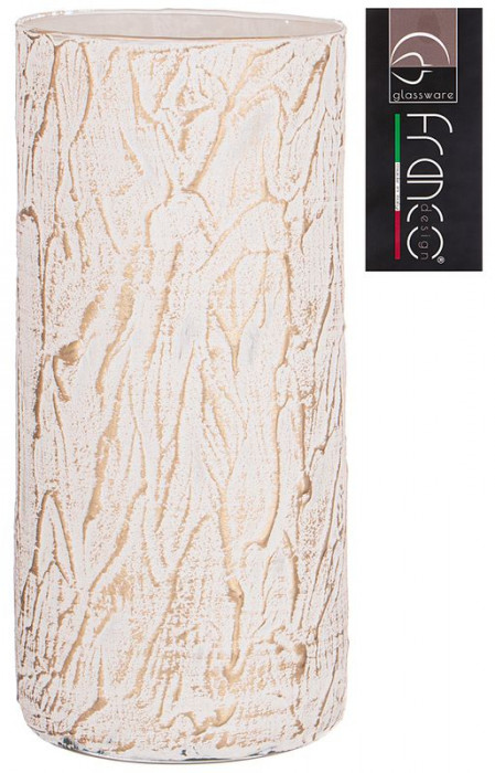 Ваза Cilindro "TAILOR" Gold White (14*14*26) Белый/Золотой, 316-1707