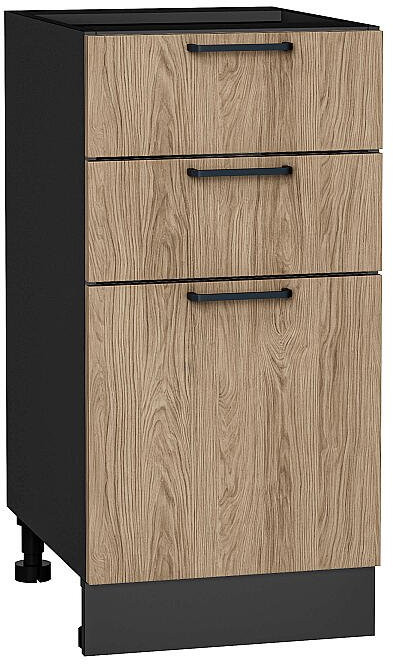 Кухонный гарнитур Флэт-09, МДФ, 200 см, Графит/Натуральный дуб (Мрамор дымчатый)