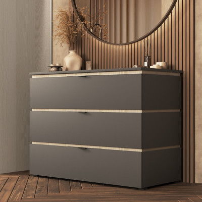 Комод 3 ящика "Ривьера" - Ясень снежный/Графит