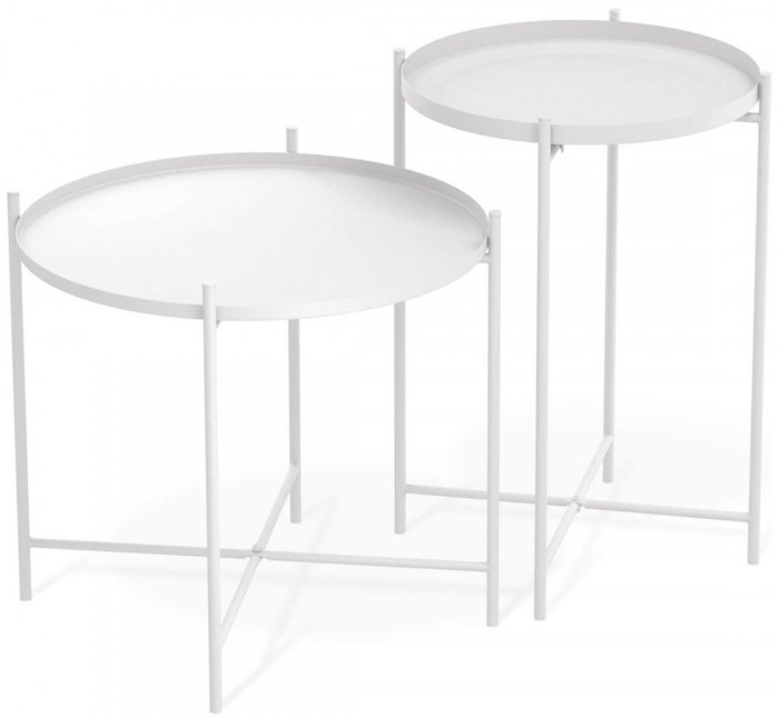 Двойной кофейный столик Sheffilton SHT-CT8/CT8-2 белый муар (белый муар)