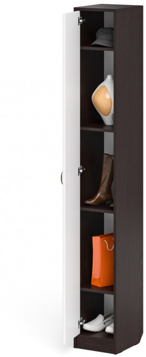 Прихожая П-6-350 Пенал, цвет венге/фасады МДФ белое дерево фрезеровка ромб, ШхГхВ 30х35х210 см., универсальная сборка