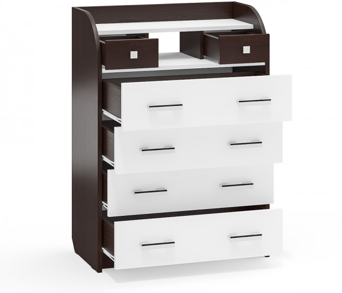 Комод С-МД-К6 (Шесть), цвет венге/белый шагрень, ШхГхВ 80х43х110 см., 6 ящиков