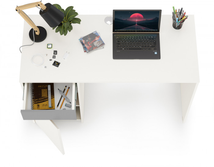 Торонто 12.149 Стол, цвет белый шагрень/стальной серый, ШхГхВ 120х53,1х75,3 см., универсальная сборка