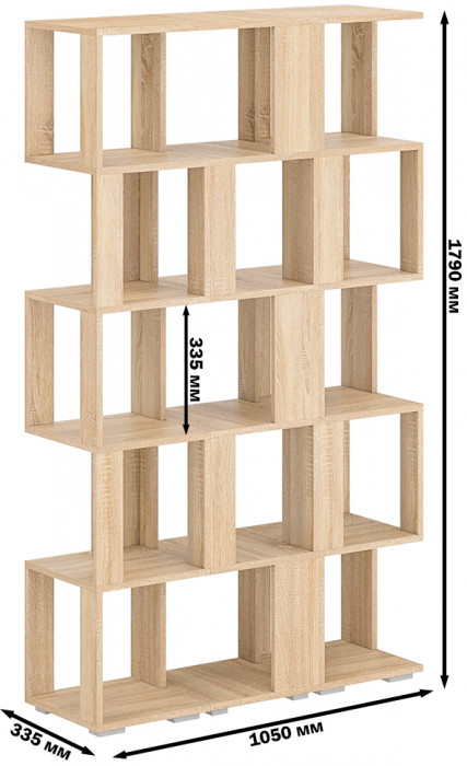 Стеллаж СВК 3 шт., цвет дуб сонома, ШхГхВ 105х35х179 см.