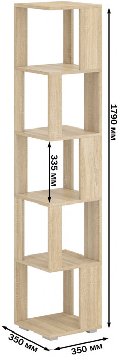 Стеллаж СВК 3 шт., цвет дуб сонома, ШхГхВ 105х35х179 см.
