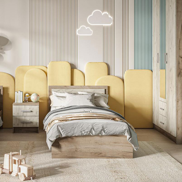 ГАРМОНИЯ КР 603 кровать (0,952х0,7х2,032) дуб крафт белый/дуб крафт серый