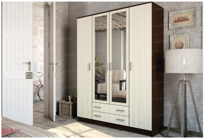 Квадро Шкаф 4-хдверный, венге / лоредо, склад