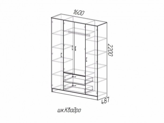 Квадро Шкаф 4-хдверный, венге / лоредо, склад