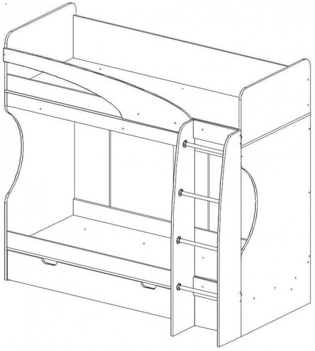 Карамель 77-02 кровать-чердак 2х этажная Ясень Анкор светлый / Зеленый