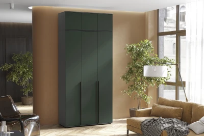 Норд Шкаф 3-х створчатый 1200 с антресолью, Графит/Изумруд