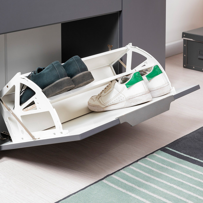 Октава Прихожая 14, цвет серый графит/дуб крафт золотой/фасады МДФ серый графит, ШхГхВ 97,1х35,4х197,6 см., универсальная сборка