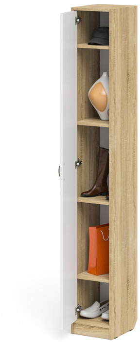 Прихожая П-6-350 Пенал, цвет дуб сонома/фасады МДФ белое дерево фрезеровка прованс, ШхГхВ 30х35х210 см., универсальная сборка