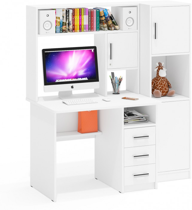 компьютерный стол С-МД-СК9+Пенал С-МД-СК9П, белый шагрень