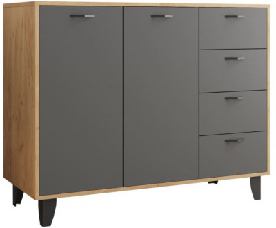 Комод Катрин 12 дуб крафт золотой/графит серый