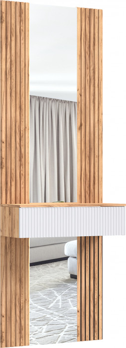 Тумба с зеркалом и шкафом 2-х ств Марвэл, Крафт золотой/Мальта