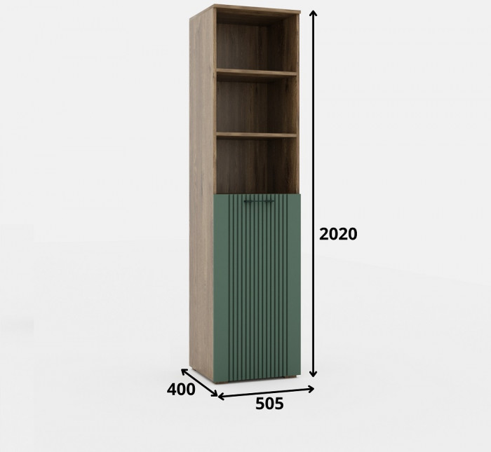 Шкаф-пенал для гостиной "Монреаль" - Белый текстурный/Ясень белый