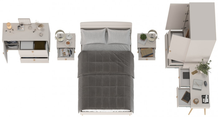 Афина Спальня 01-1200, цвет кашемир серый, сп.м. 1200х2000 мм., б/м, основание есть - фанера