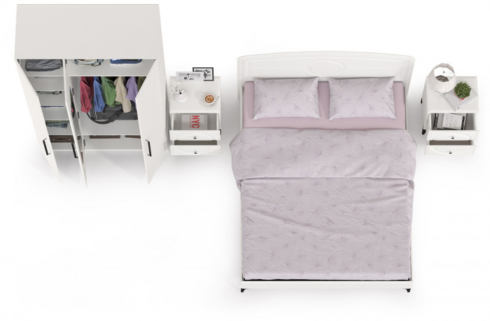 Валенсия Спальня № 33, ЛДСП белый шагрень/МДФ белый шагрень