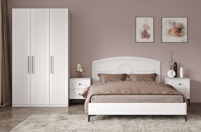 Валенсия Спальня № 33, ЛДСП белый шагрень/МДФ белый шагрень